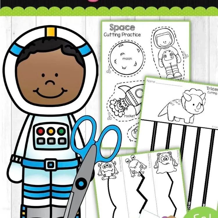 幼儿剪纸Cutting Practice Bundle – 180 Themed Pages!-育子帮